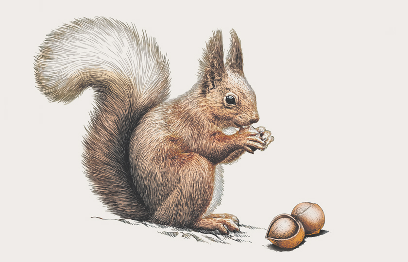 Eine Illustration eines Eichhörnchens.