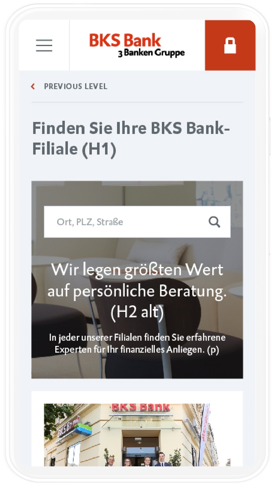 Filialfinder der BKS Bank Mobile