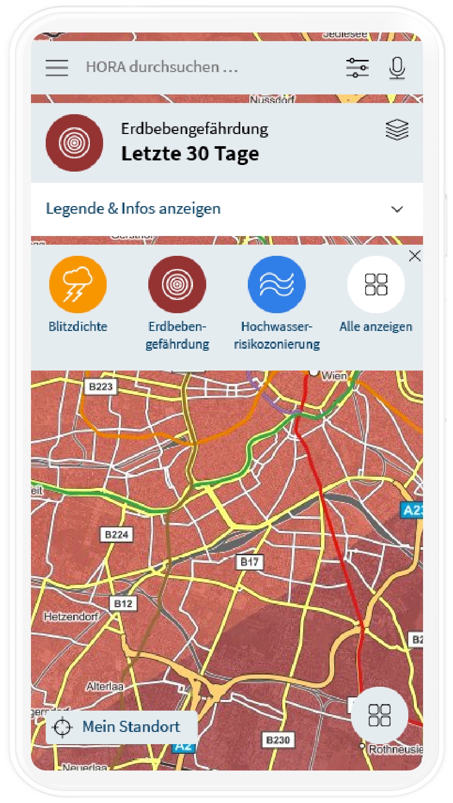 Das Interface des LFRZ auf einem mobilen Screen.