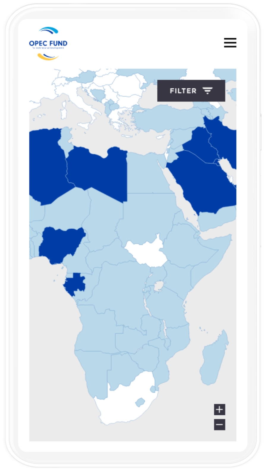 Afrika Karte auf der Website des OPEC Fund