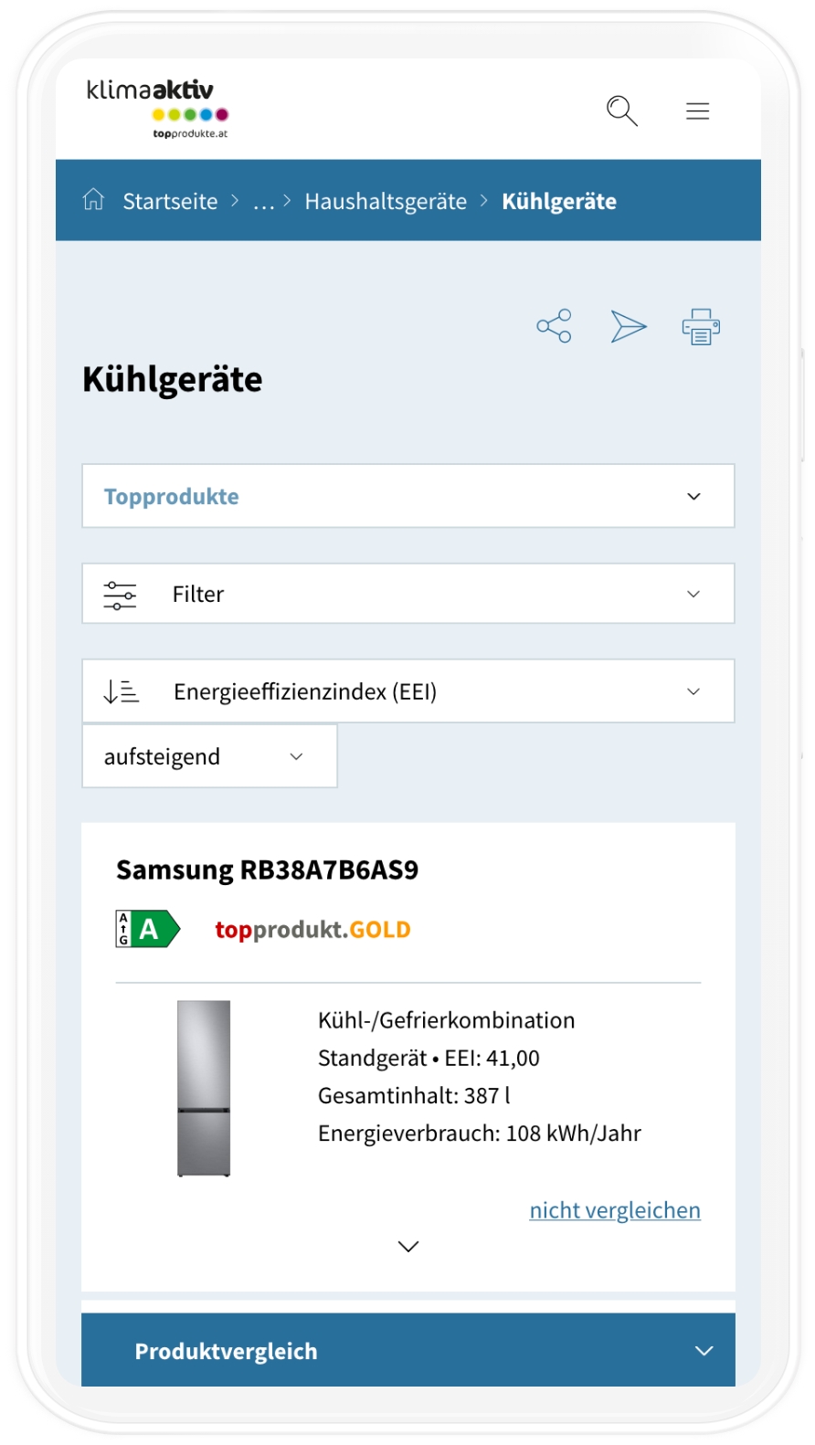 Produktvergleich der BMK Topprodukte Mobile