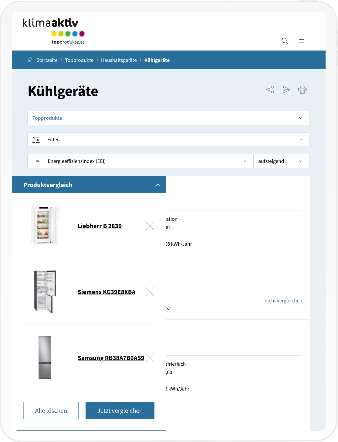 Produktvergleich der BMK Topprodukte Tablet