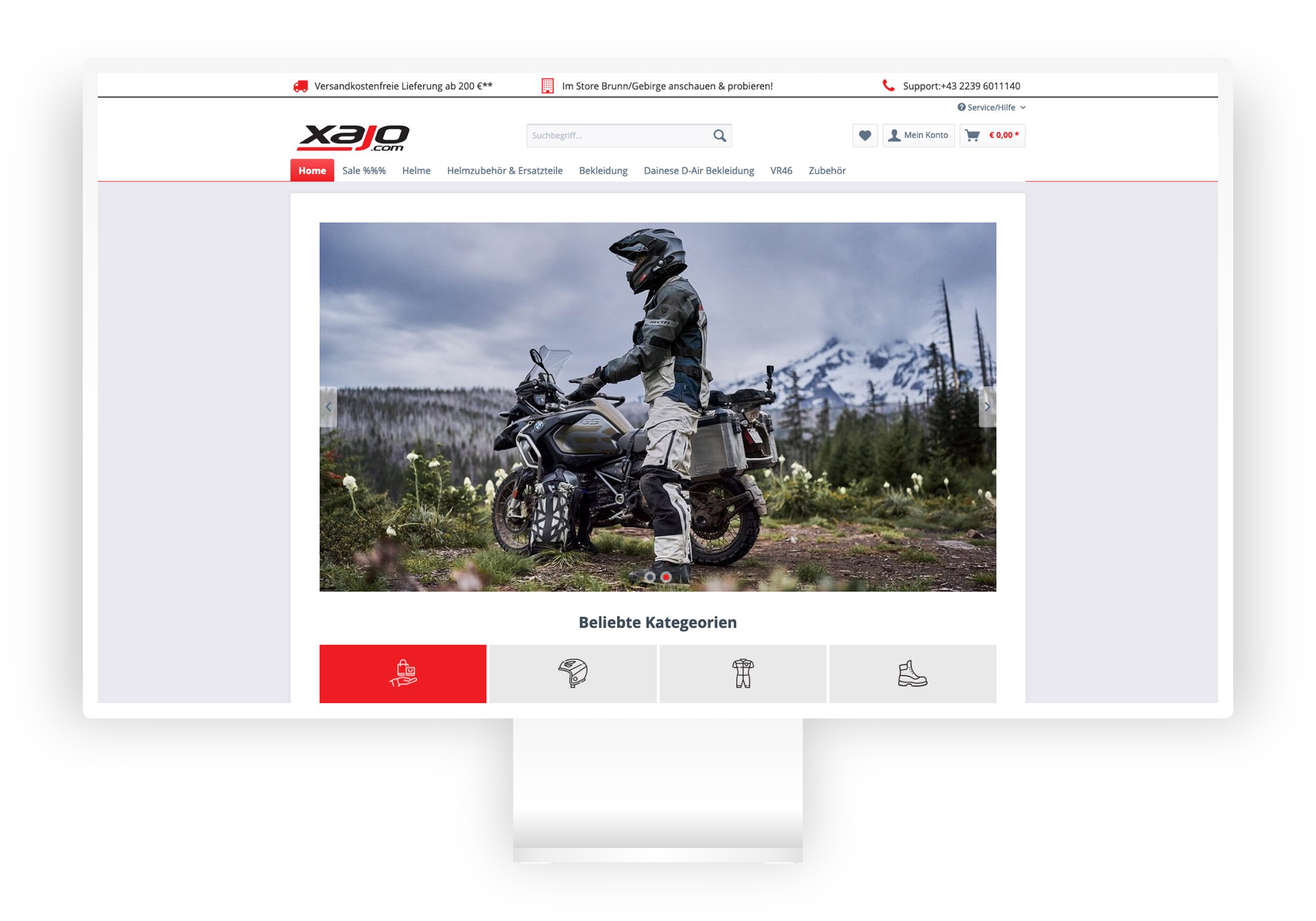 Viewport der Startseite von XAJO auf Desktop