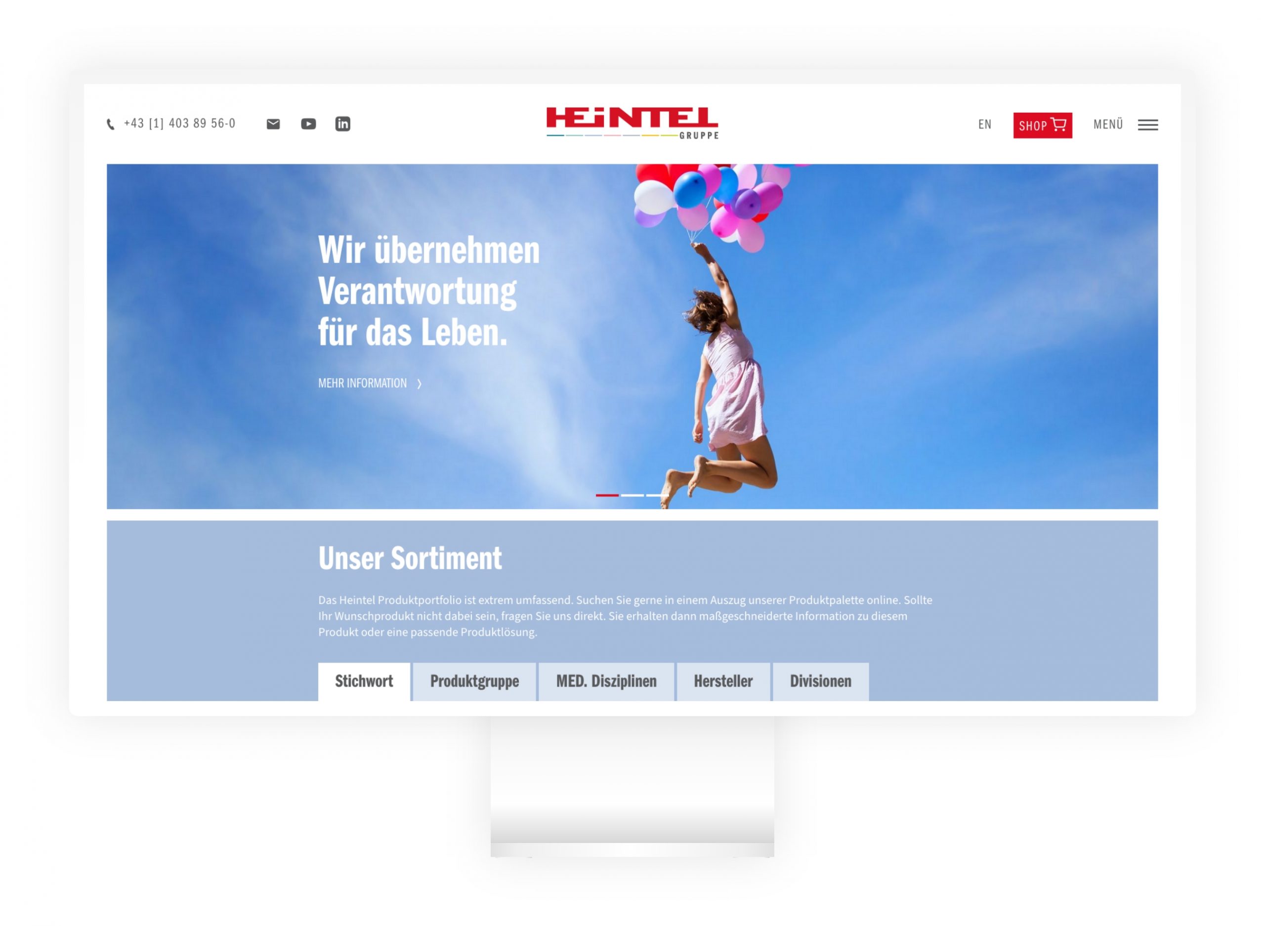 Viewport der Startseite von Heintel auf Desktop