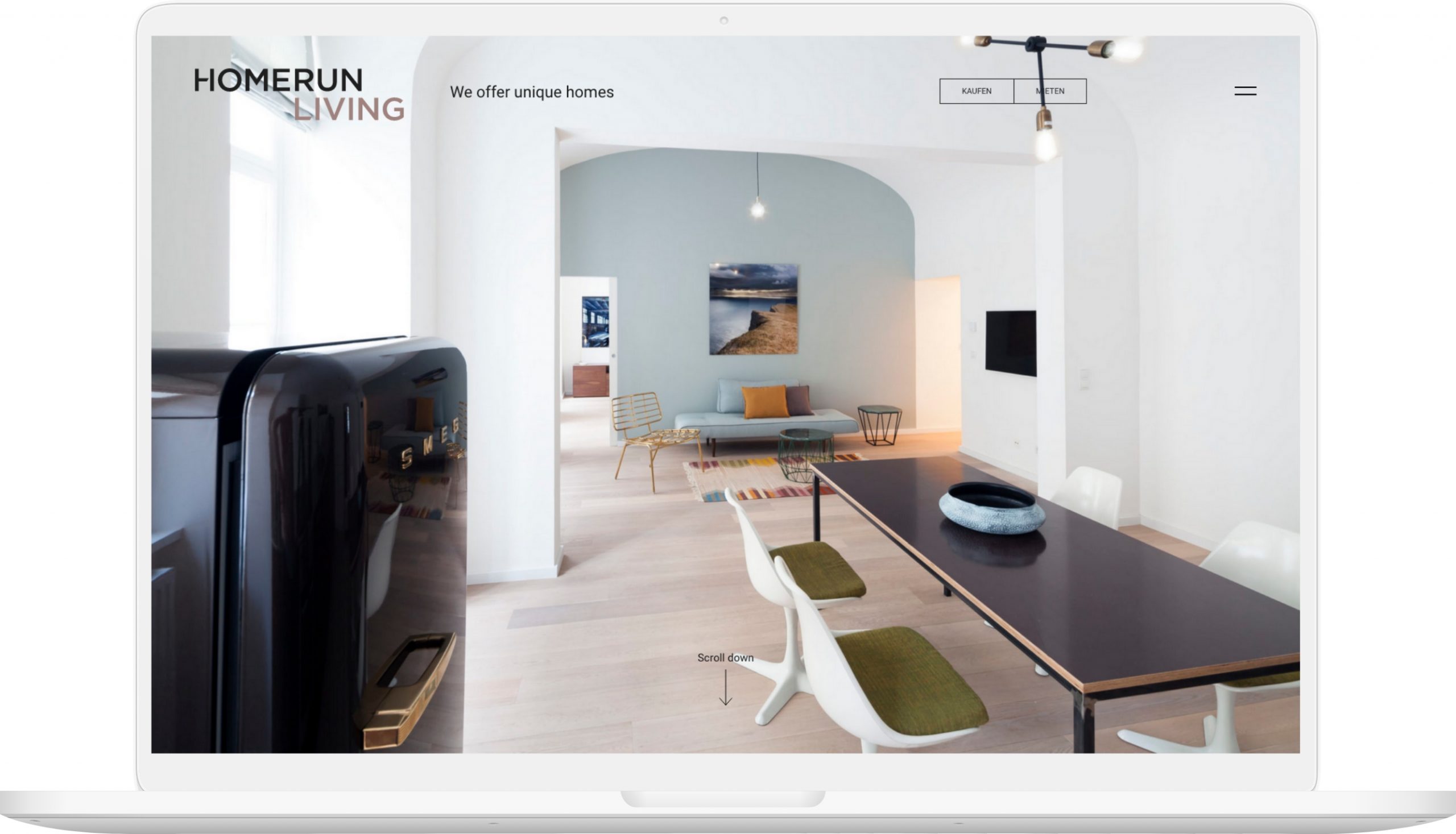 Viewport der Homerun Living Website Laptop