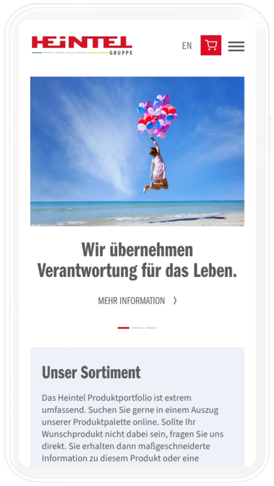 Viewport der Startseite von Heintel auf Mobile