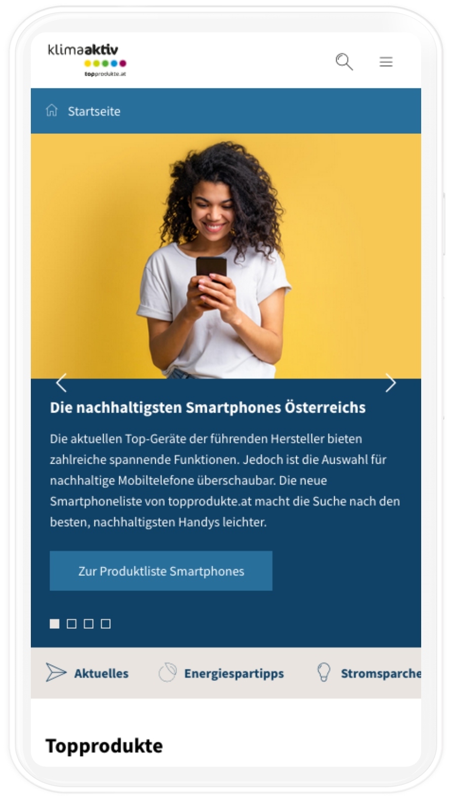 Viewpprt der Landingpage von BMK Topprodukte Mobile