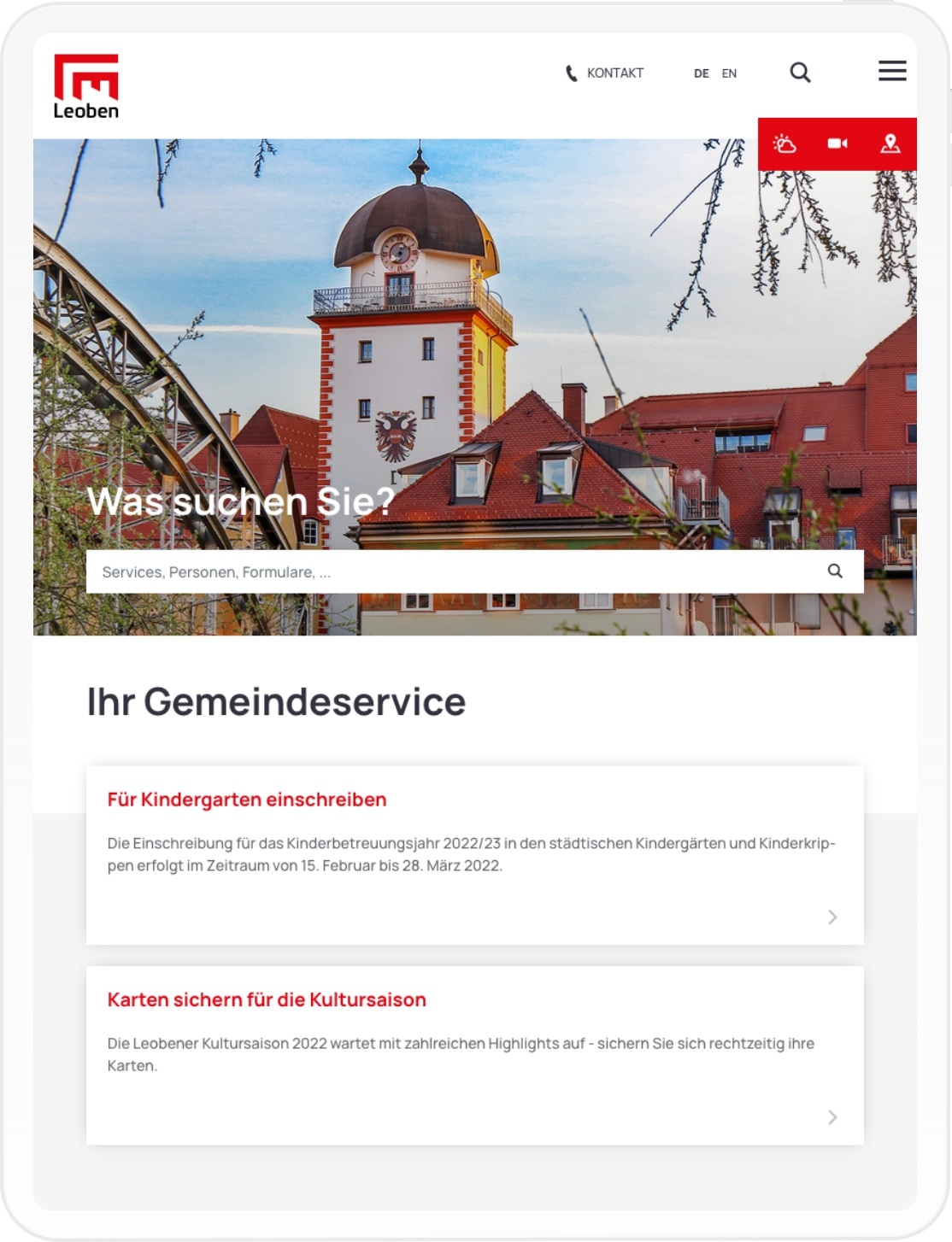 Website Viewport der Stadt Loeben auf 