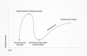 Eine Kurve, welche die Erwartungen in Relation zur Zeit setzt