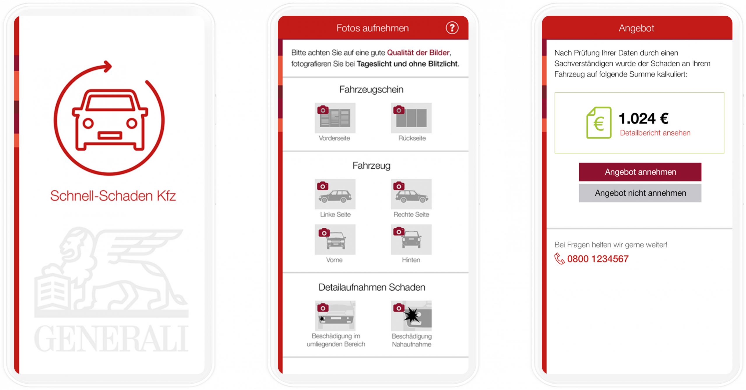 Drei Mobile Devices mit verschiedenen Bereichen des Generali Vertriebsportals.