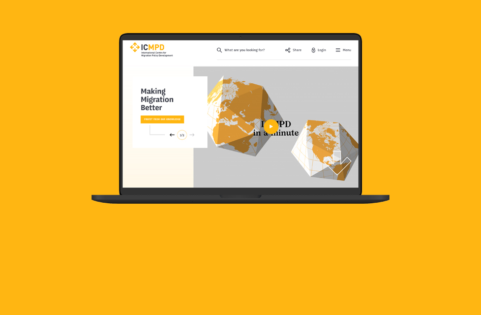 Viewport der ICMPD Website auf einem laptop