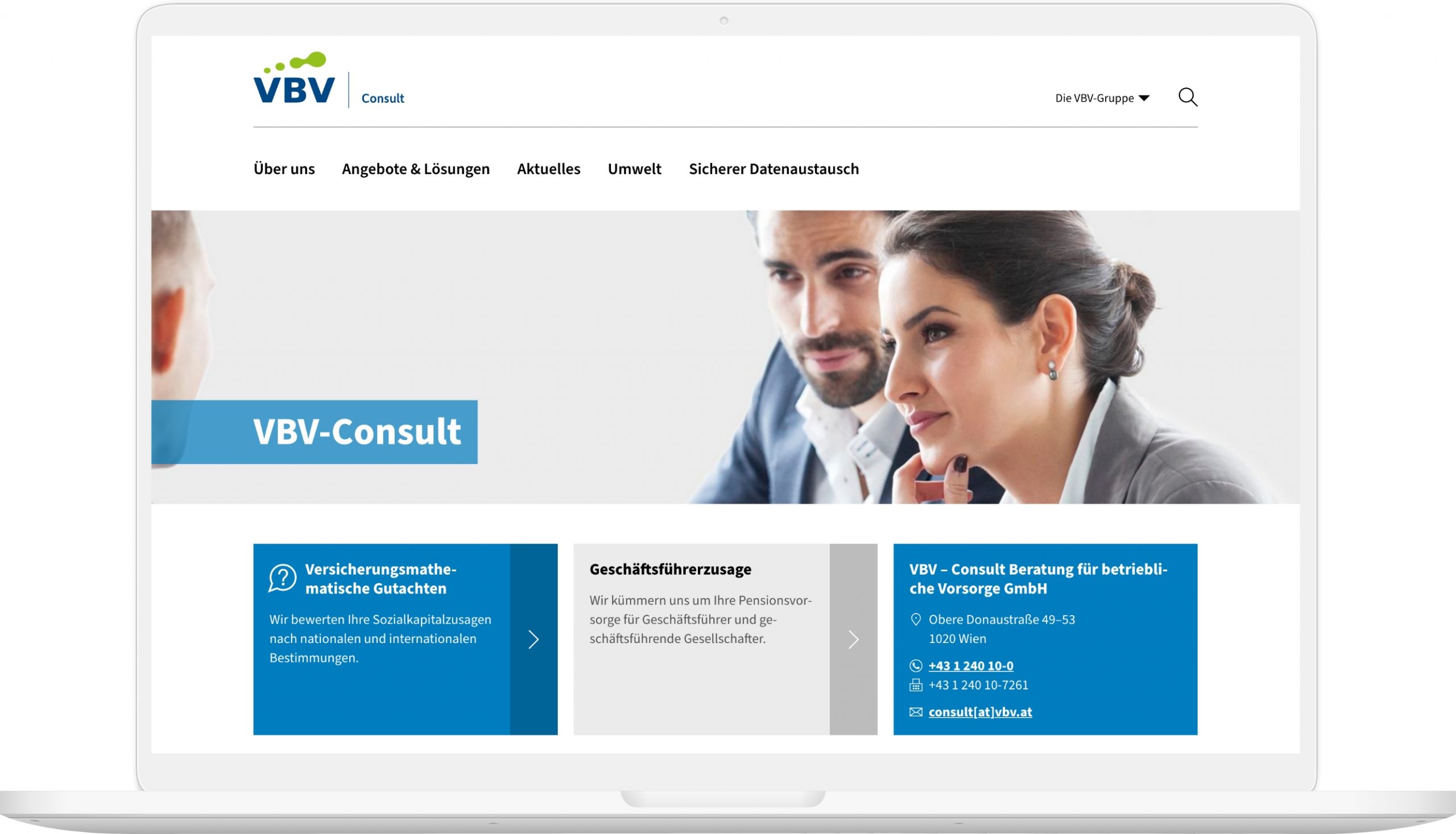 Laptop-Mockup des VBV Consult