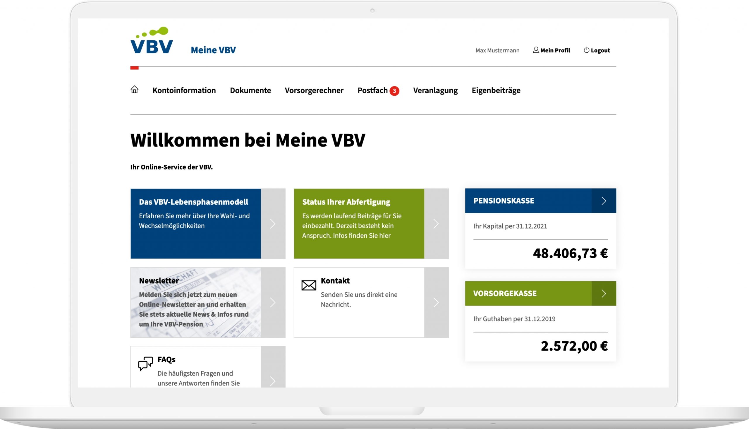 Laptop-Mockup des Dashboards 