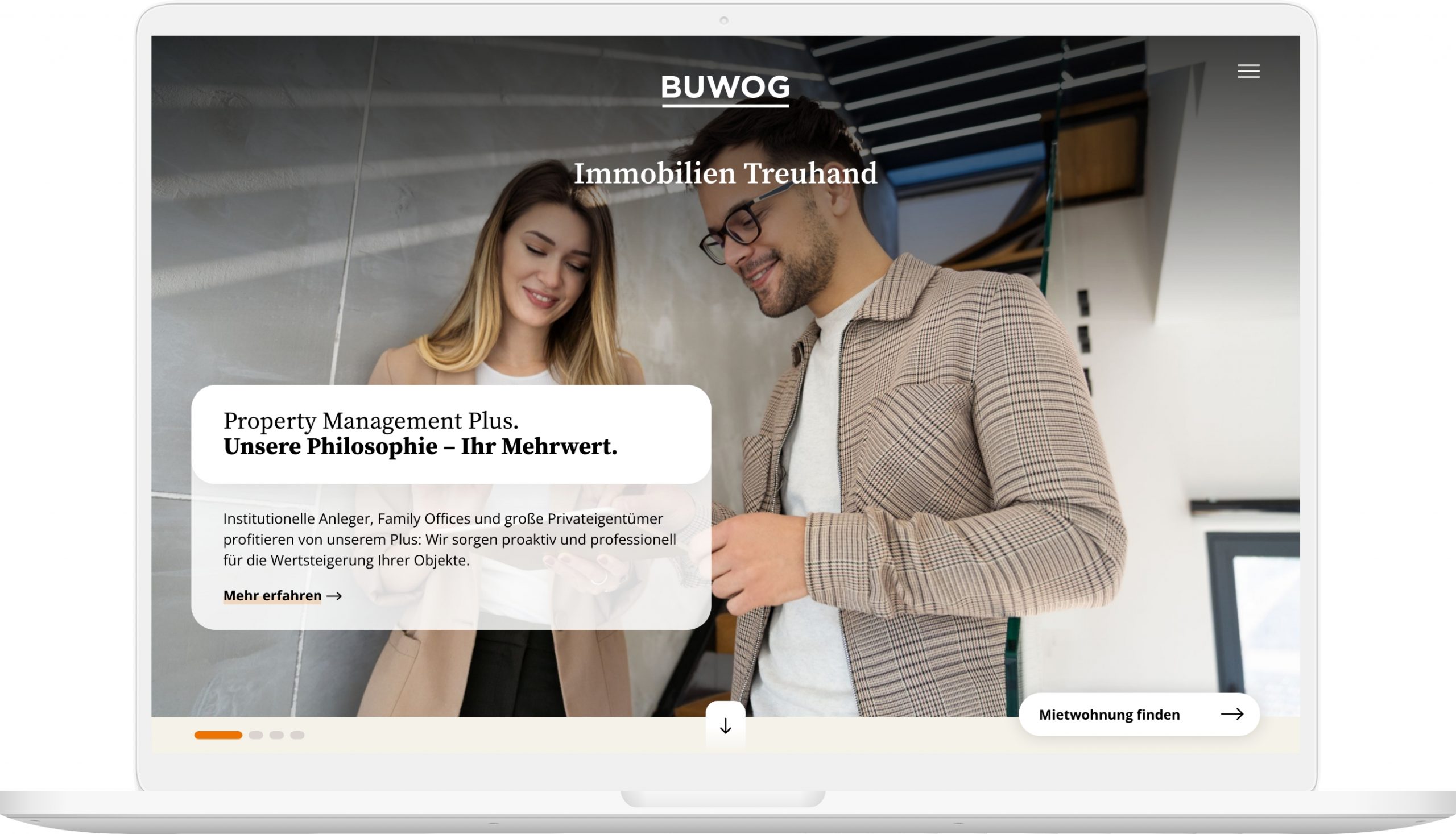 Laptop-Mockup des buwog-immobilientreuhand.de Webseiten-Viewports