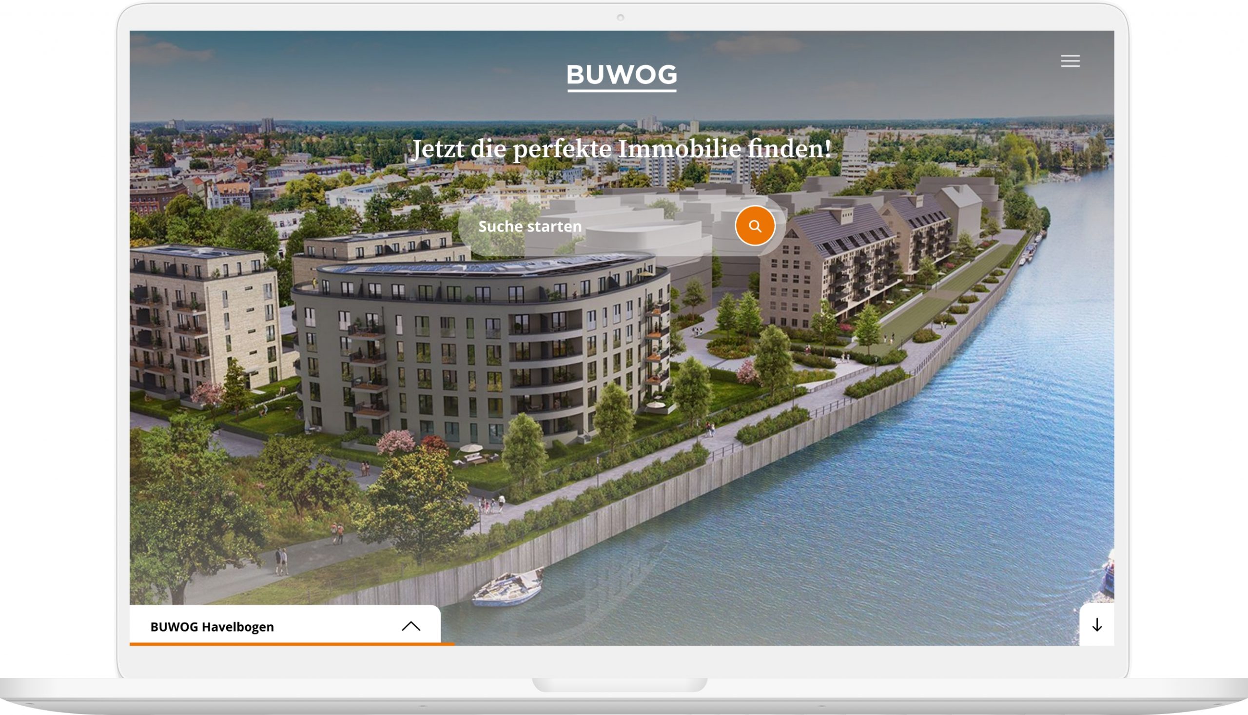 Laptop-Mockup des BUWOG.de Webseiten-Viewports 