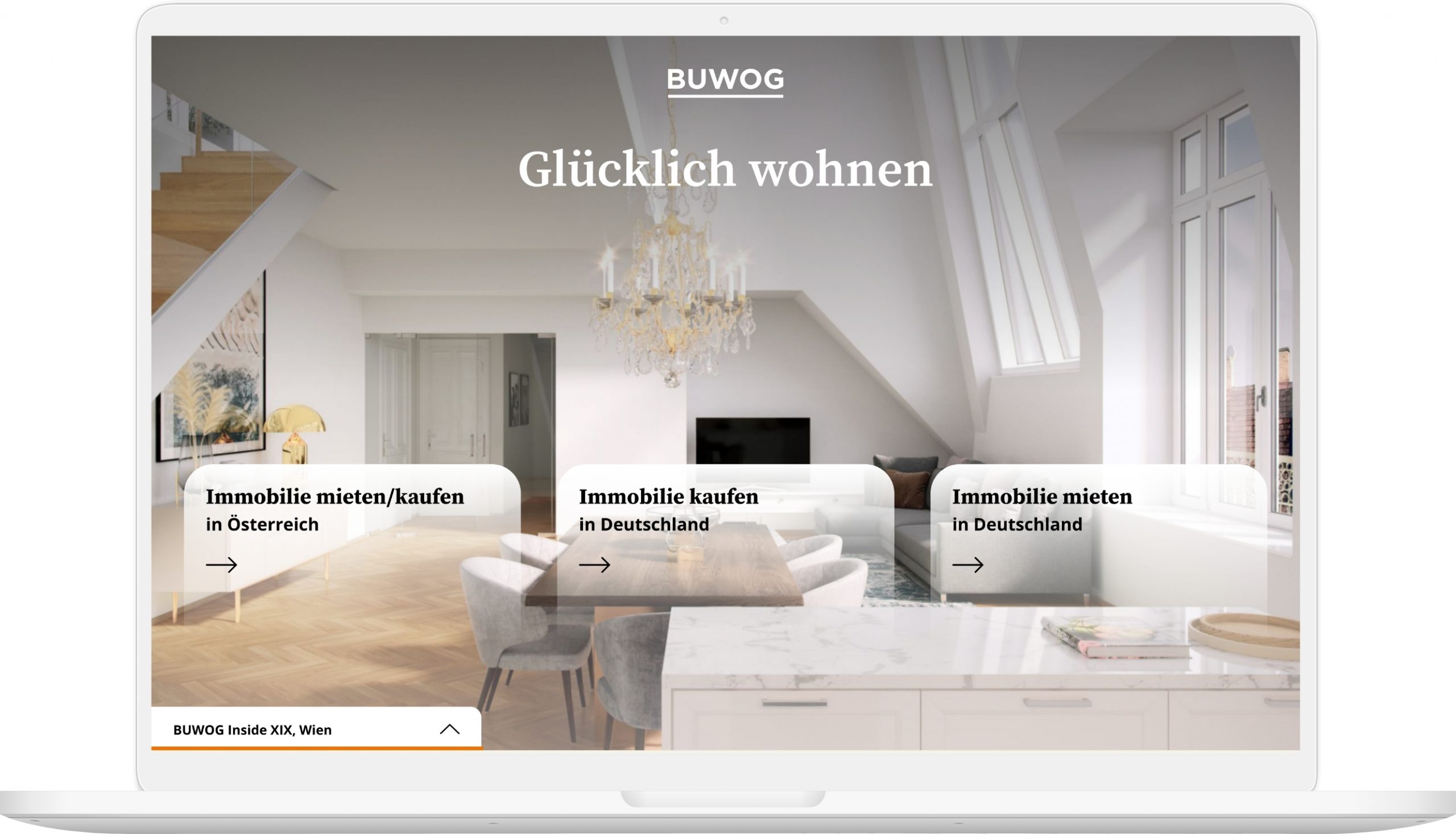 Laptop-Mockup des BUWOG.com Webseiten-Viewports