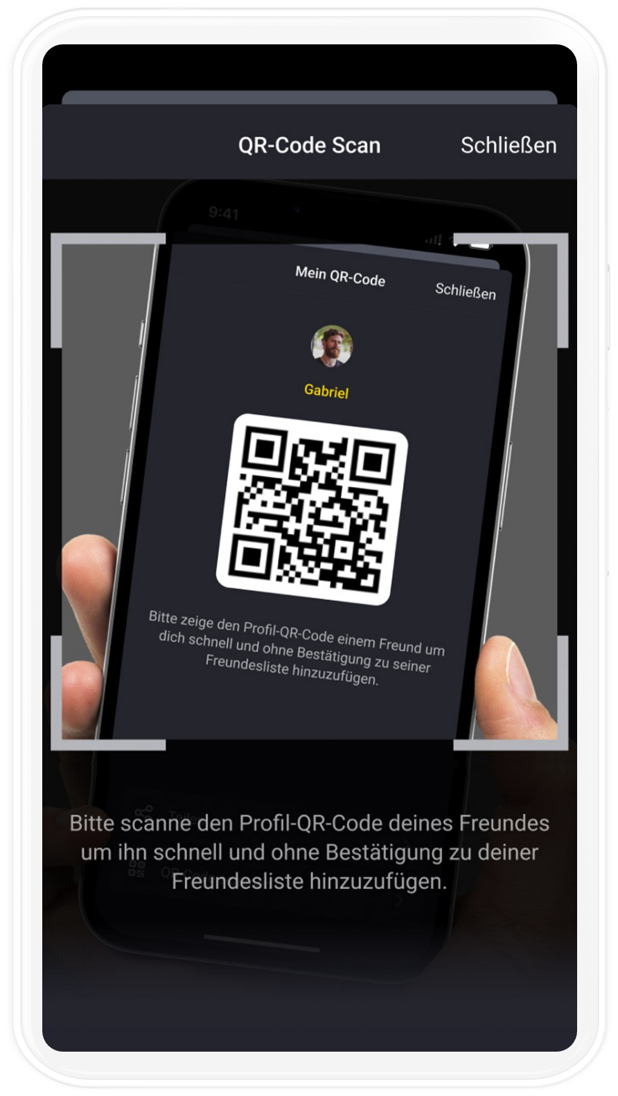 mobiles Mockup des QR Scans in der Dart App