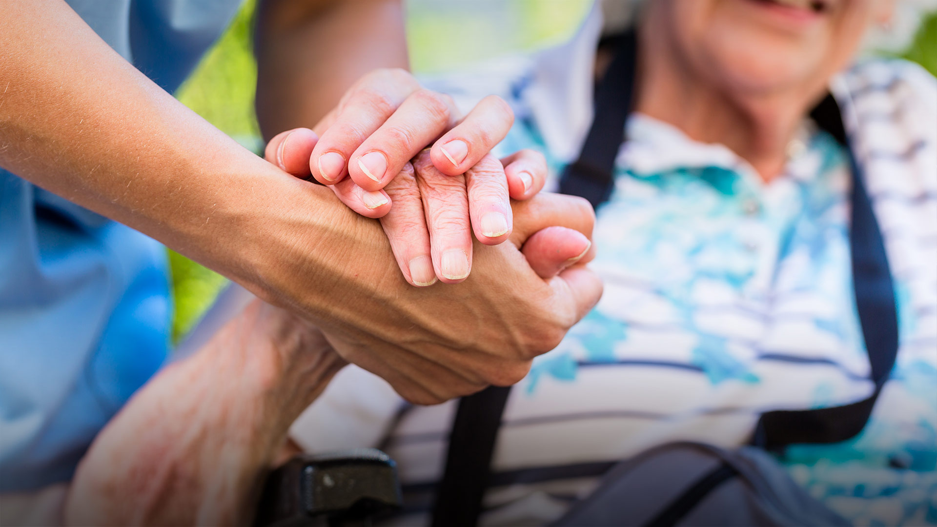 Two people shake hands.