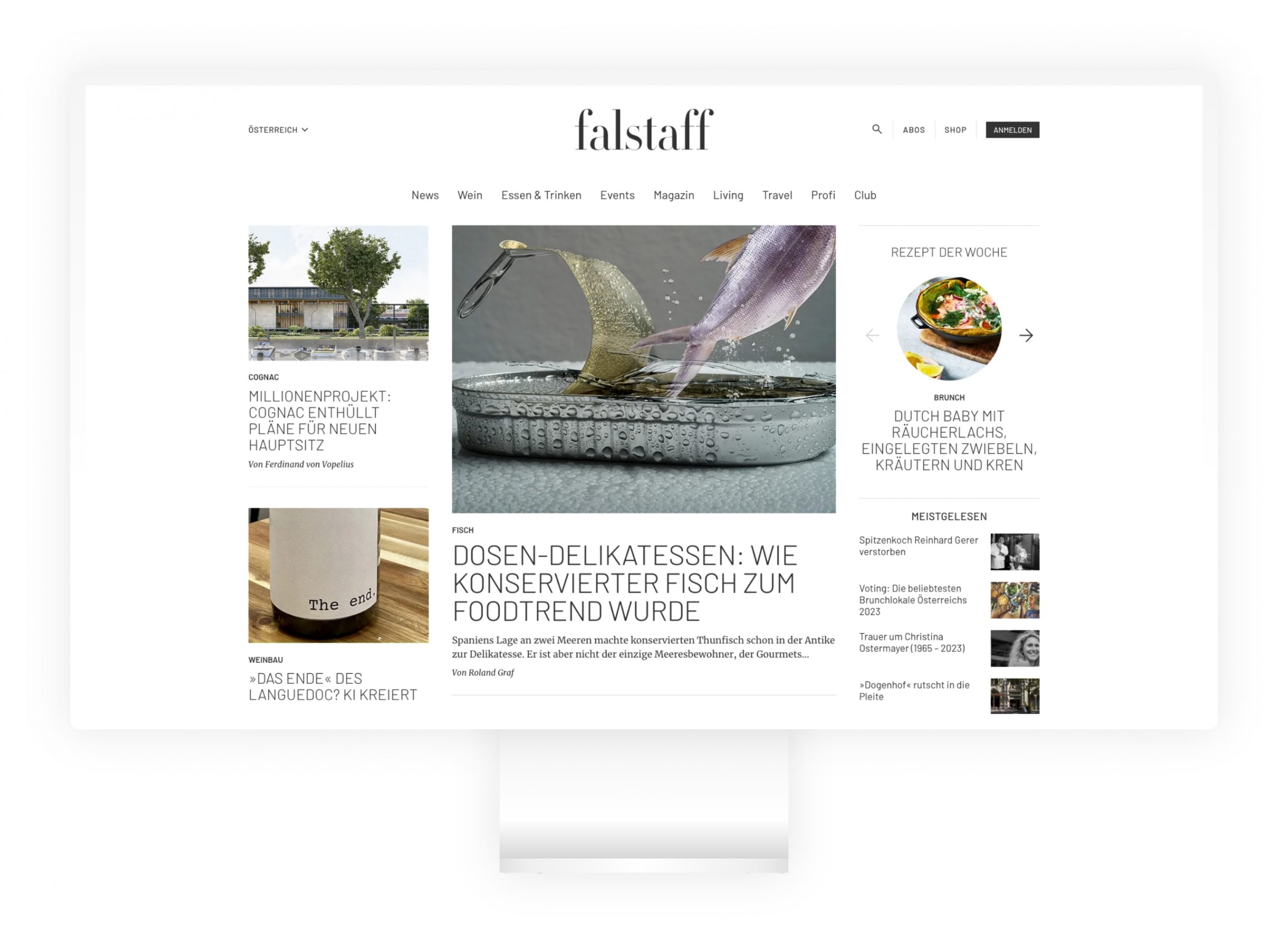 Die Falstaff Website in Desktop Auflösung