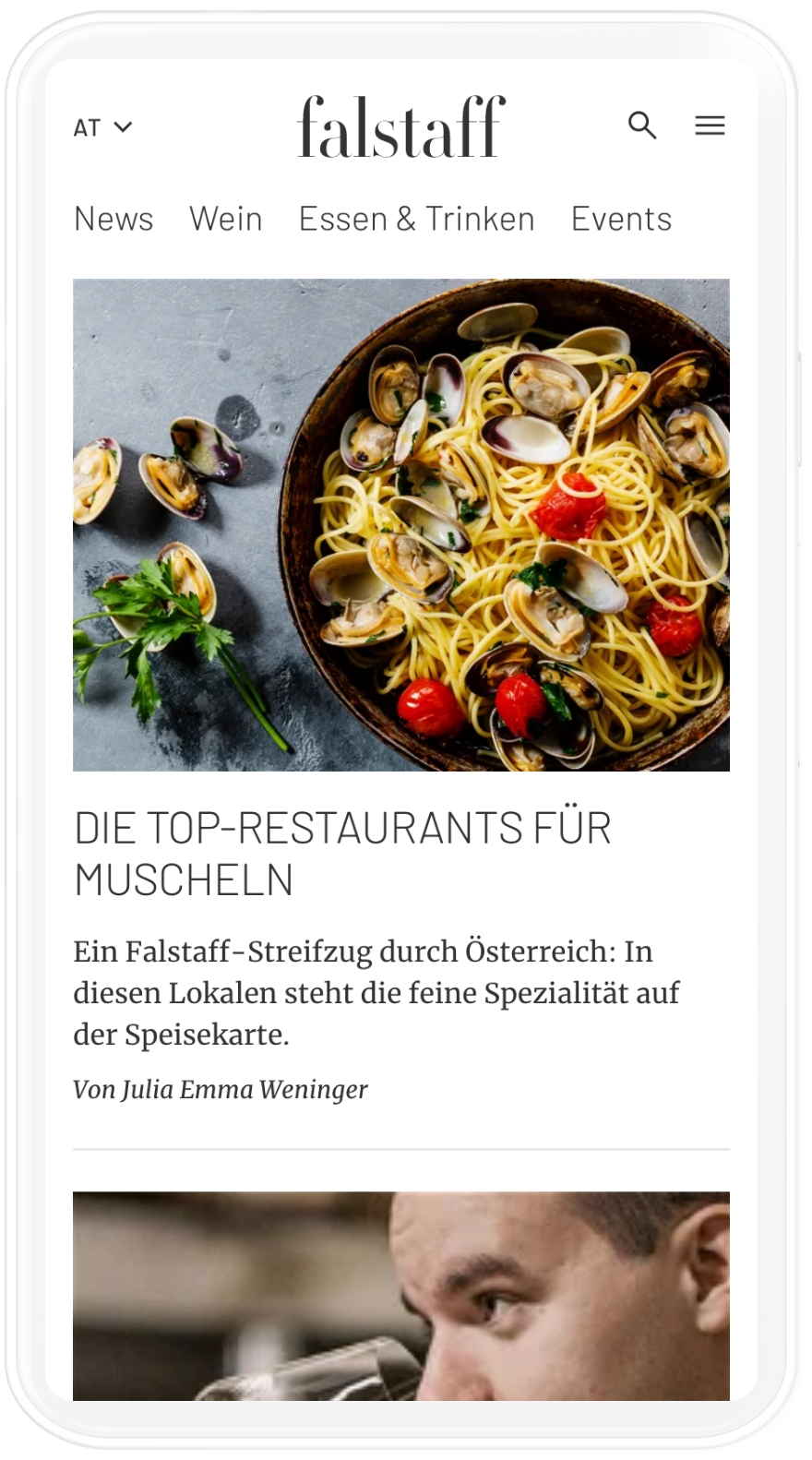 Die Falstaff Website in mobiler Auflösung