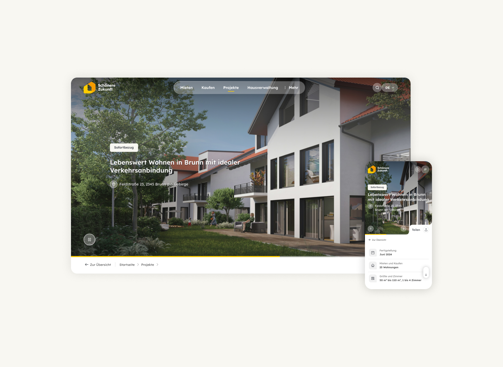 Viewport der neuen Website der schöneren Zukunft