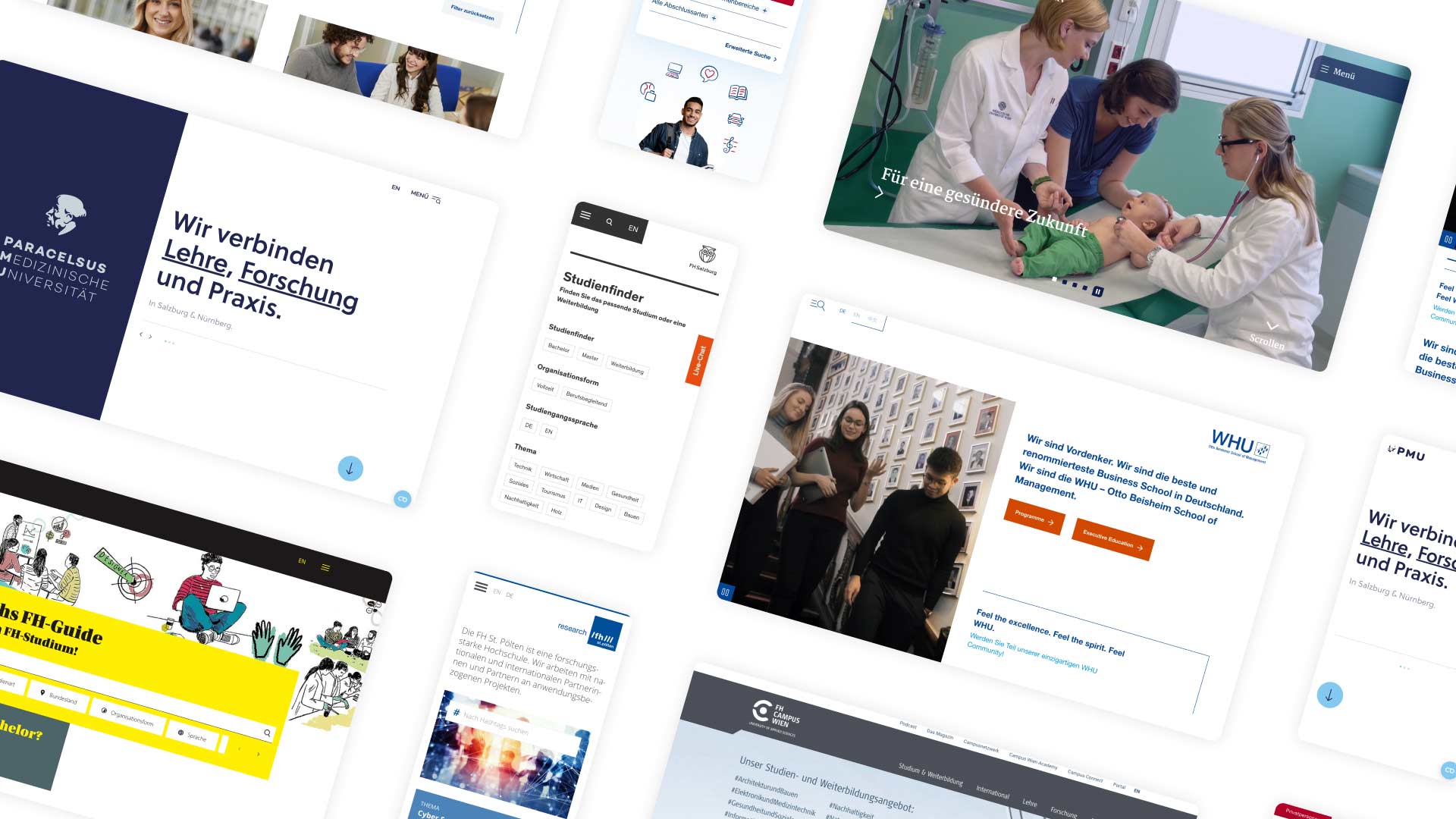 Mockup Grid verschiedener Referenzen aus dem Bildungssektor