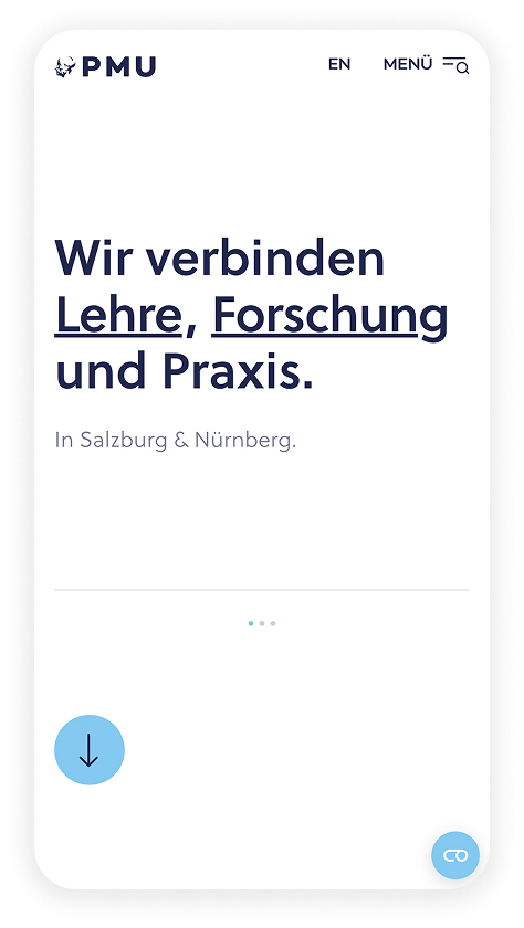 Die Website der PMU in mobiler Version