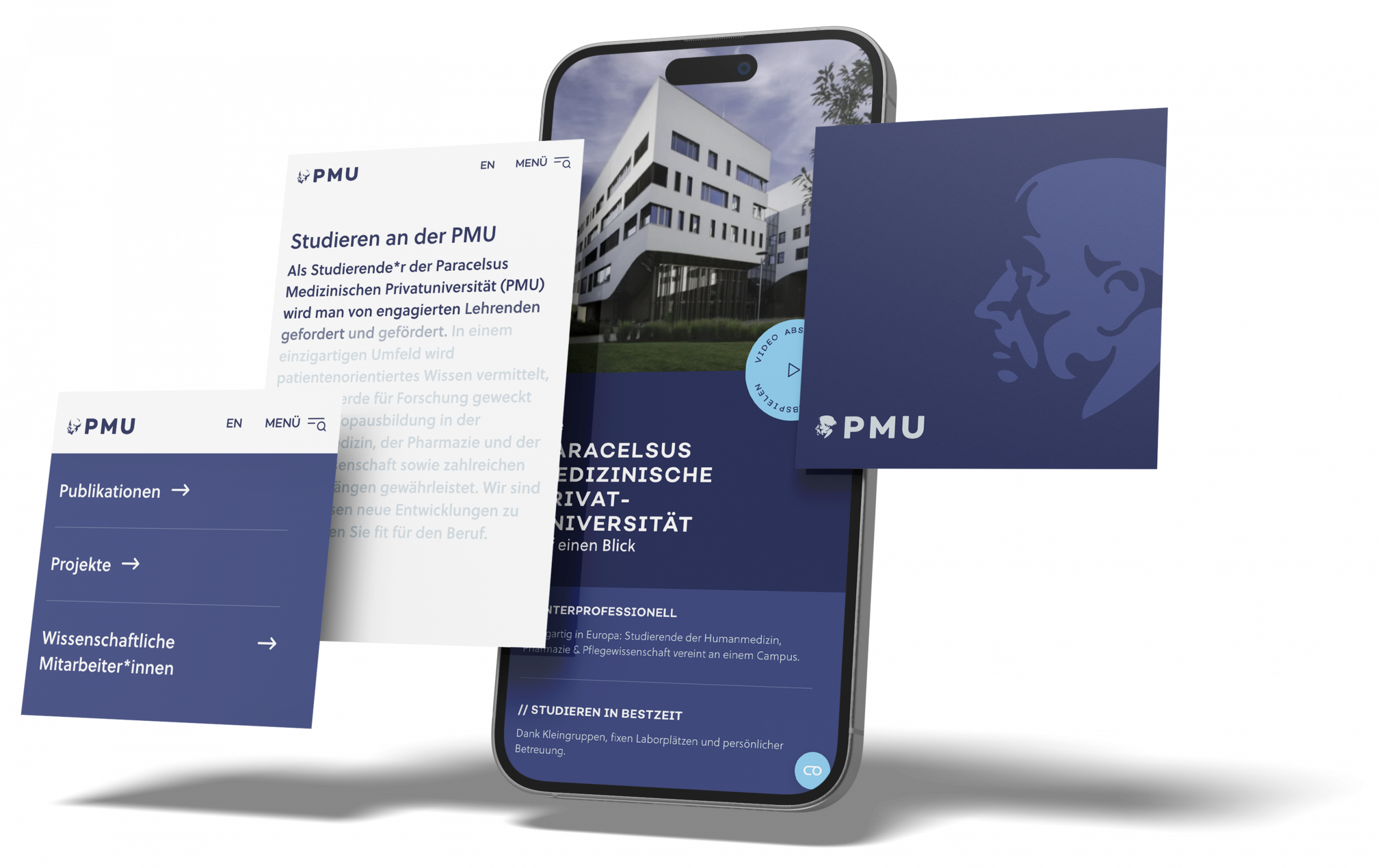 Die Website der PMU in mobiler Version
