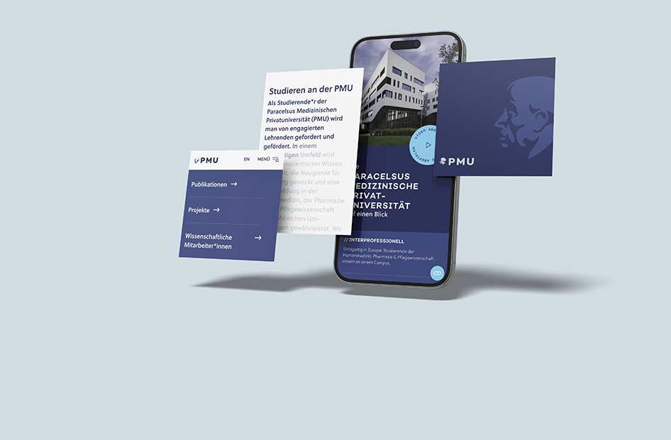 Die Website der PMU in mobiler Version